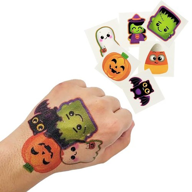 300 Halloween Temporary Tattoos in 6 Designs, Great For Birthday Party Favors, Classrooms, Favor & Goody Bags, And Party Supplies, 2" Inches Assorted