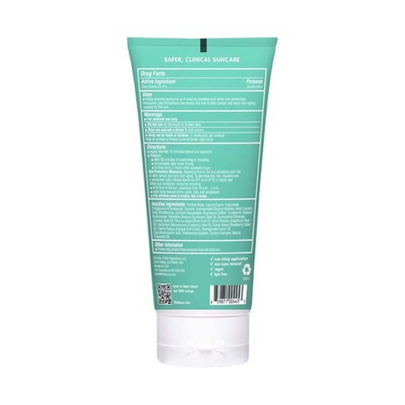 Thinkkids SPF 50+ Mineral Sunscreen - Natural, Water-Resistant Baby Sun Cream | Broad Spectrum UVA/UVB Protection - 6 Fl Oz