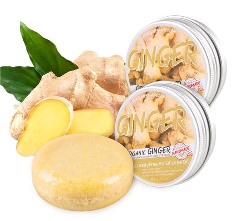 Ginger Shampoo Bar for Hair Regrowth and Anti-Dandruff - 2 Pack Natural Organic Soap for Hair Growth and Anti-Itching