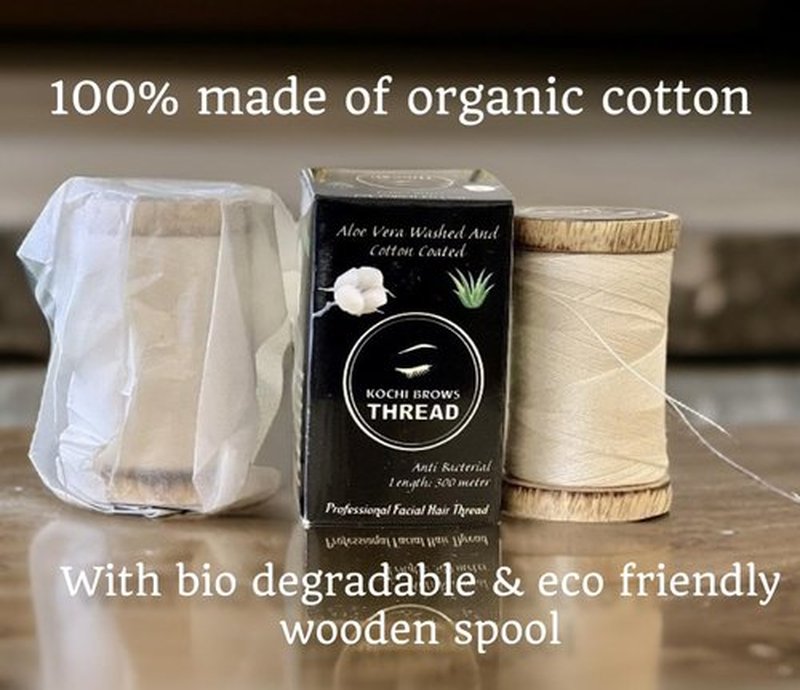 Kochi Co Eyebrow Threading | Organic Cotton Thread for Precise Eyebrow Shaping | Ideal for Salon and Home Use | Thread for Perfect Eyebrow Sculpting (Pack of 1), Natural