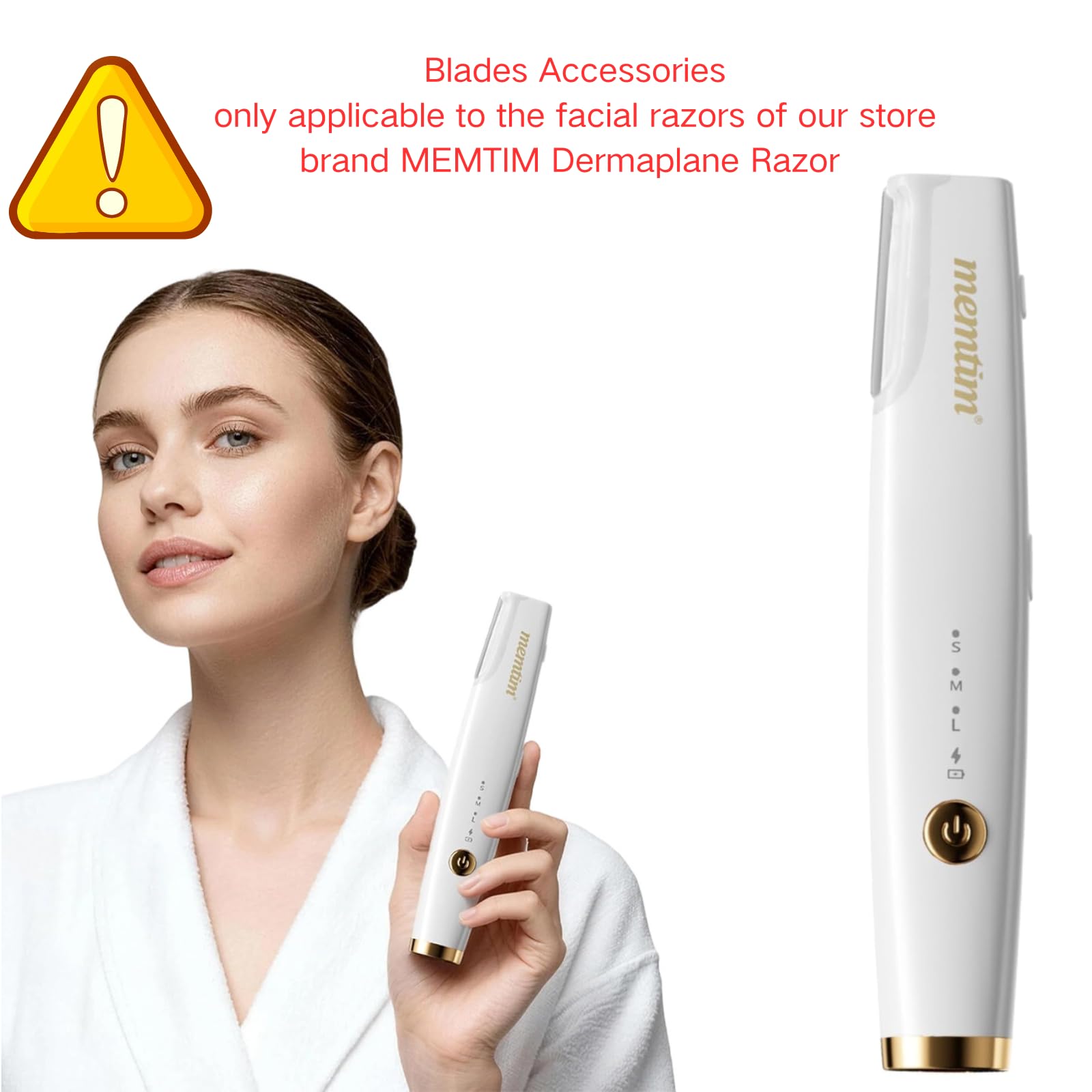 4Pcs Dermaplane Razor Blades Accessories Facial Hair Removal for Women Sonic Dermaplaning Tool(Only applicable to the facial razors of our store brand MEMTIM)