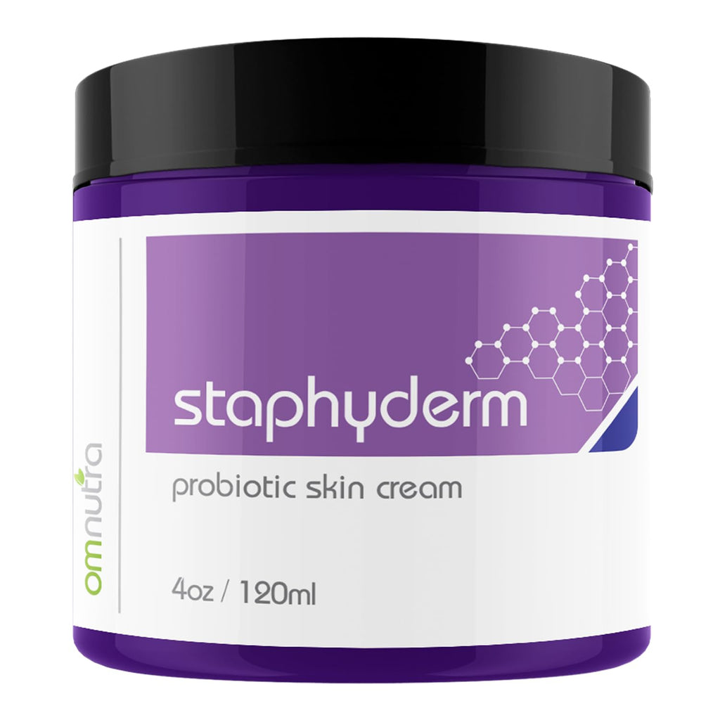 OmNutra Staphyderm Non Antibiotic Ointment - 4OZ All Natural Topical Probiotic Lotion New Skin Therapy Cream For Dry Itchy Skin Organic Based Topical Probiotics for Skin Care