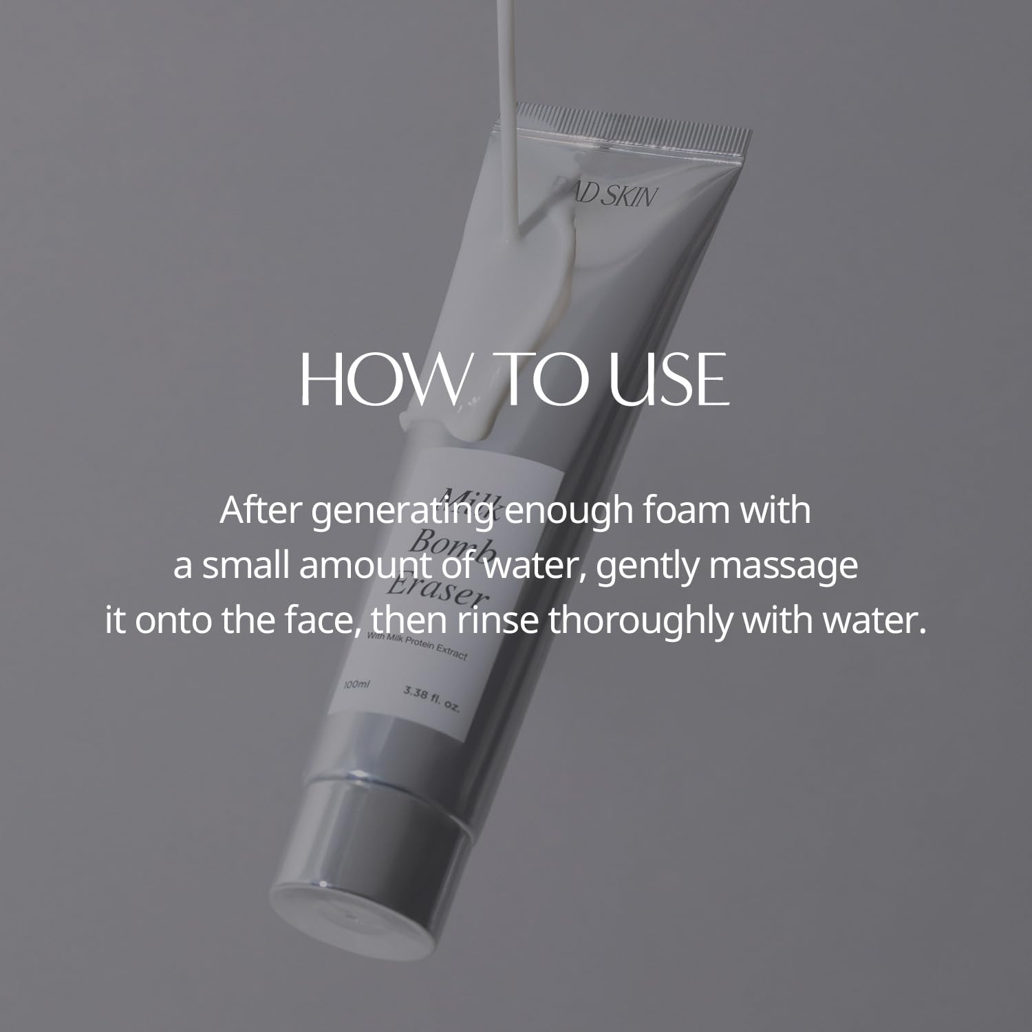 BadSkin Milk Bomb Eraser 100ml | Gentle Daily Cleansing Foam with Milk Protein Extract & AHA/BHA | Hydrating & Pore Cleansing Formula | Made in Korea