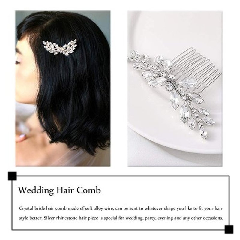 JAKAWIN Rhinestone Bride Wedding Hair Piece Crystal Hair Comb Bridal Hair Accessories for Women HC111 (Silver)