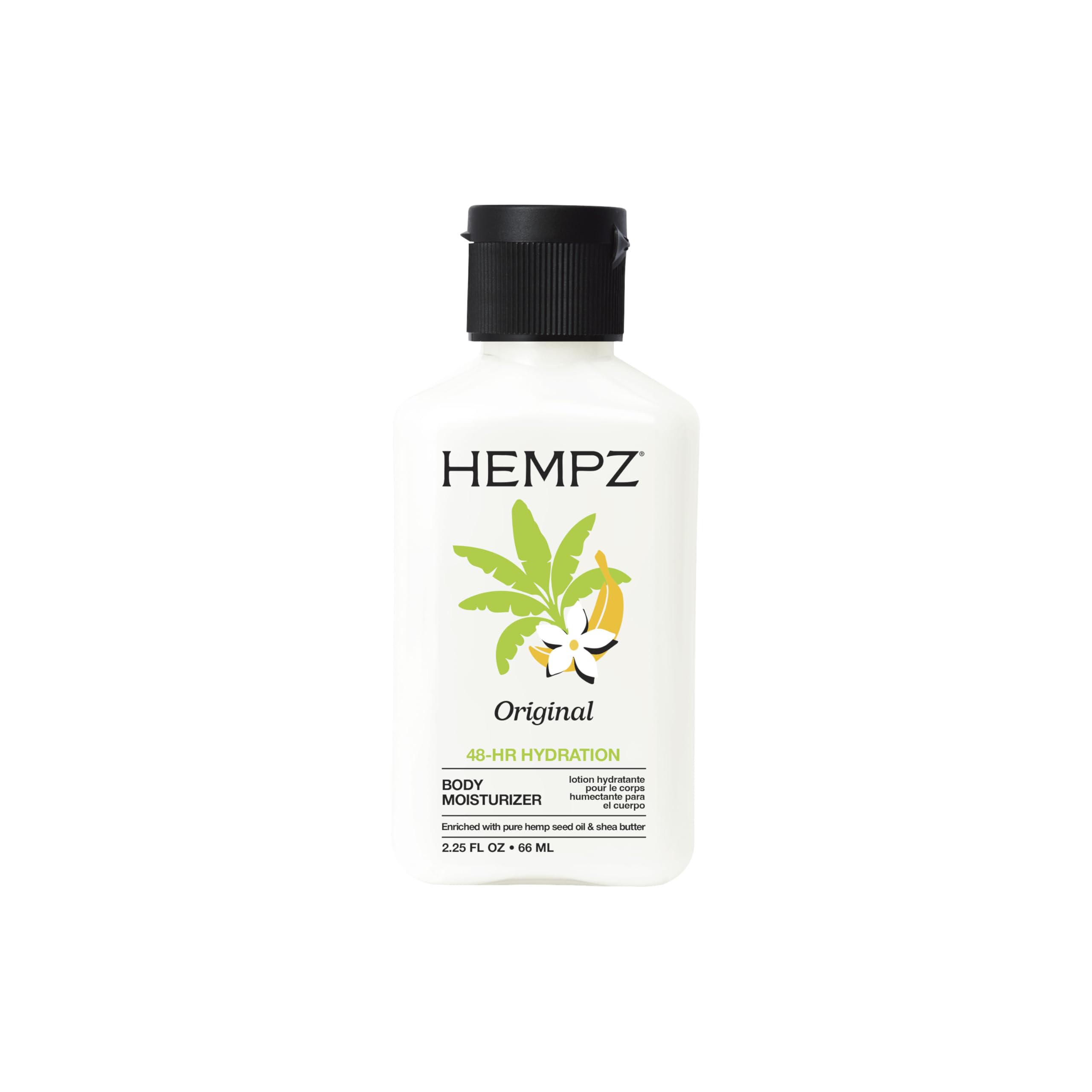 HEMPZ Mini Original Body Lotion, Floral & Banana Scent, Daily Moisturizing Cream, Shea Butter Hand and Body Moisturizer, Skin Care Products, Hydrating Hemp Seed Oil, Mini, 2.25 oz.