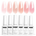 Vishine Jelly Gel Nail Polish 8ML Set Sheer Nude Pink Gel Polish Crystal Transparent Gel Polish Kit Nail Art Varnish Manicure Collection Gift Set 6PCS