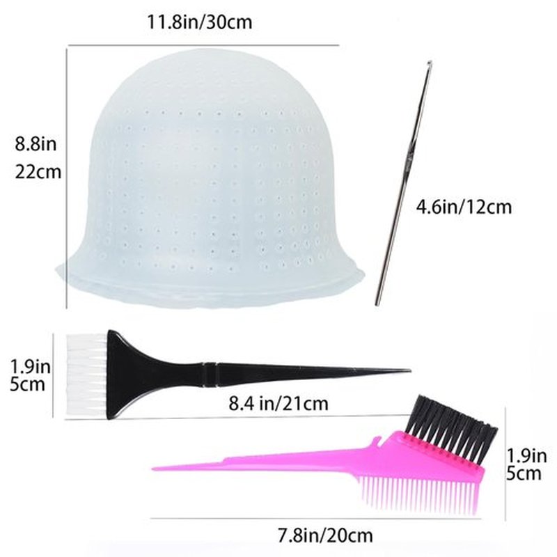 Skiennix Silicone Highlight Cap Set - Professional Reusable Hair Color Tool with Hook | For Men & Women