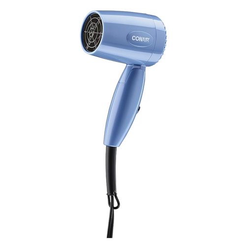 Conair Travel Hair Dryer - 1600W Compact Blow Dryer with Dual Voltage & Folding Handle | Blue