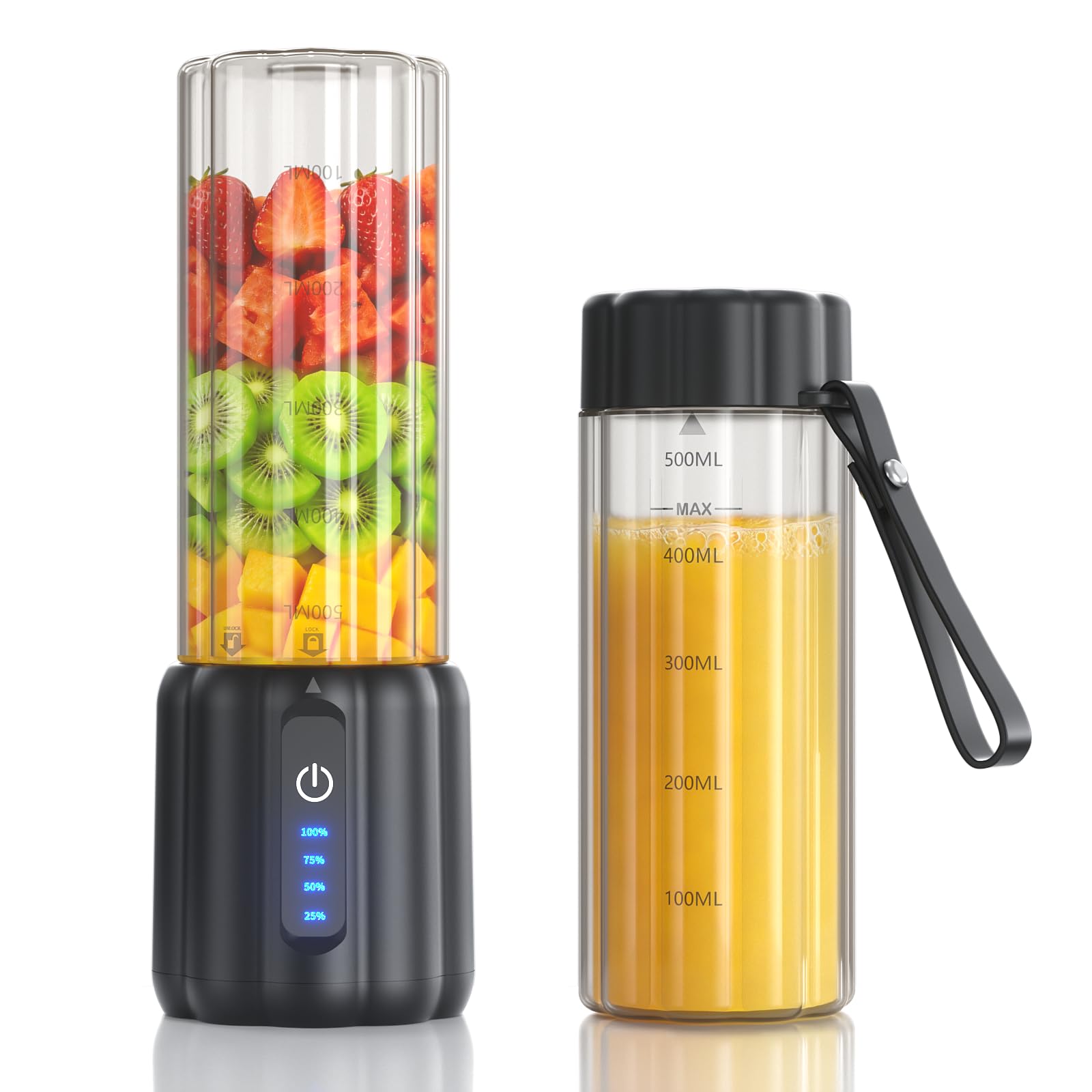 TOMUOO Portable Blender, USB C Cordless Smoothie Blender with LED Display
