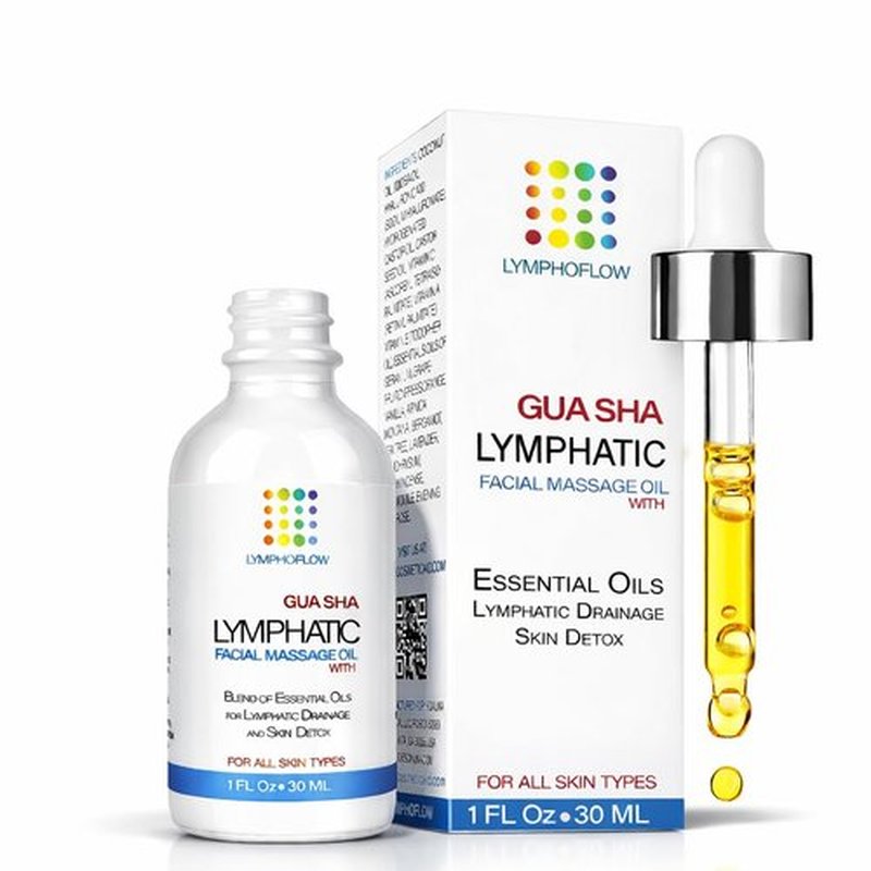 Bruizex Lymphatic Drainage Oil for Face & Neck Massage, Coconut & Jojoba Oil for Skin Facial Oil for Gua Sha or Jade Roller, Boosted with Vitamins E & C, Hyaluronic Acid & Retinol - 1 Fl Oz