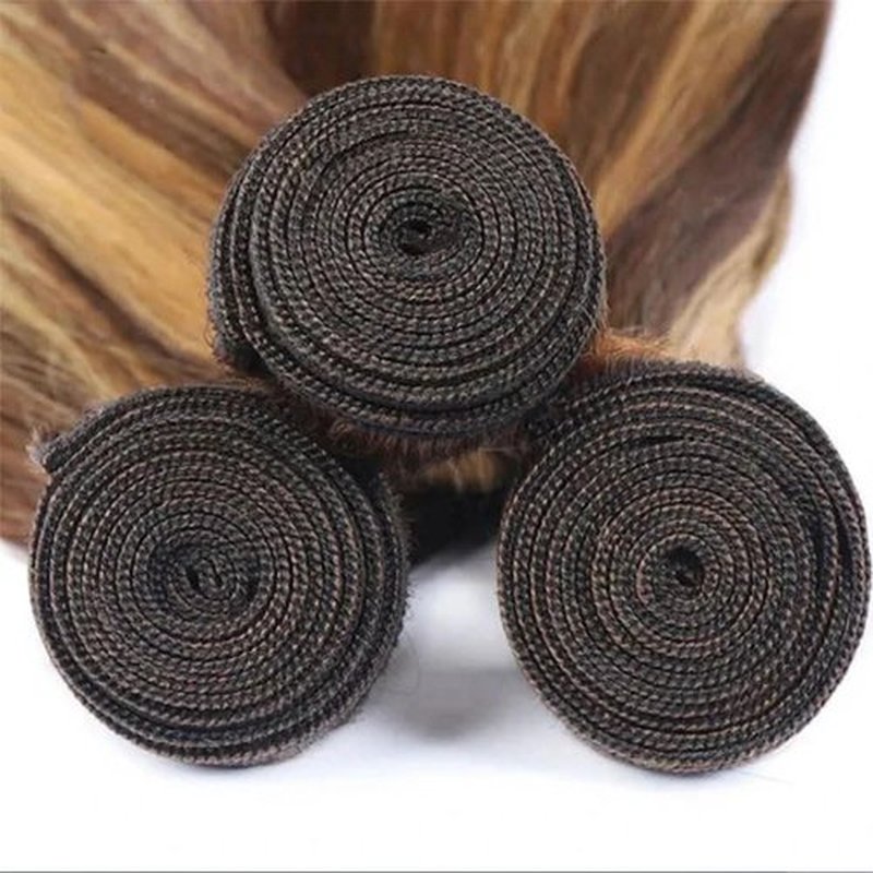 P427 Blonde Bundles Human Hair Straight Bundles 16 18 20 Inch Honey Blonde Human Hair Weave 3 Bundle Unprocessed Brazilian Virgin Hair Brown Straight Human Hair Extensions 50 Grams/Bundle