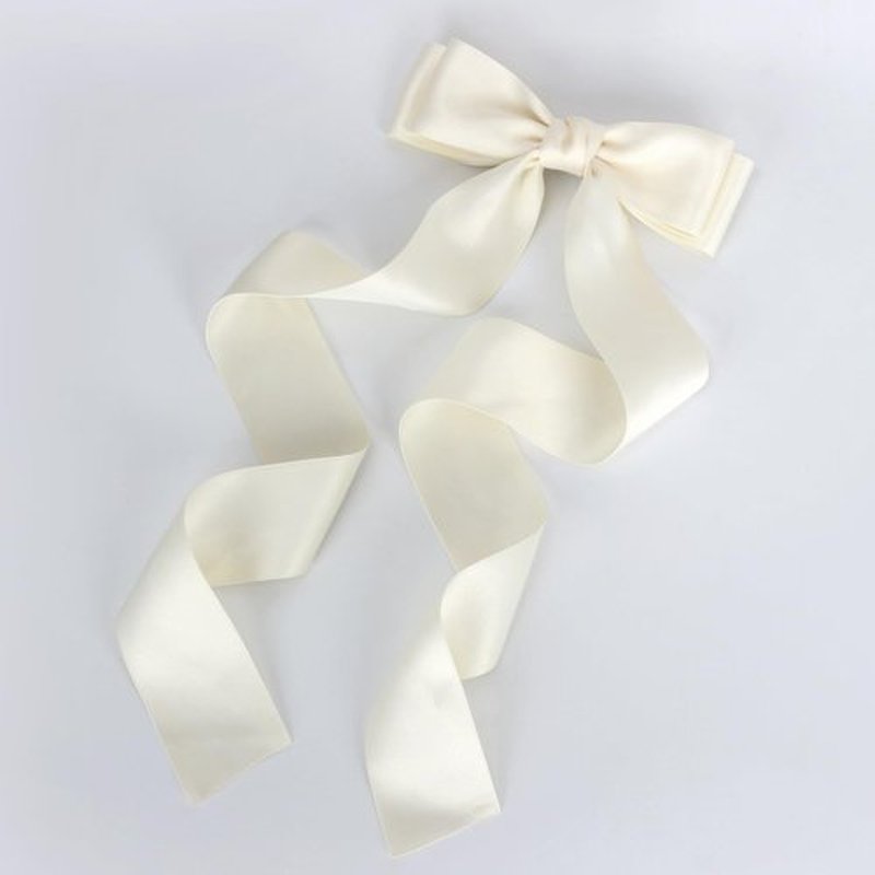 NAISIER 21 inch Silky Satin Hair Accessories: Large Ribbon Bows, Ponytail Holders, Silk Bowknots, and Metal Barrettes in Pink & White