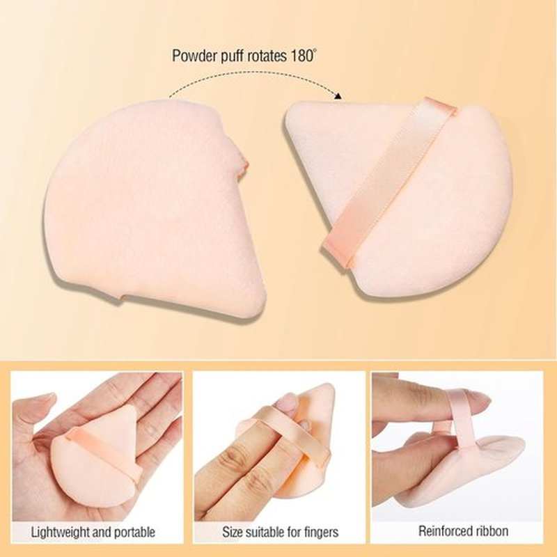 Skiennix Triangle Powder Puff - Soft Makeup Sponge Set for Face Powder | 6 Pieces in Flesh Color