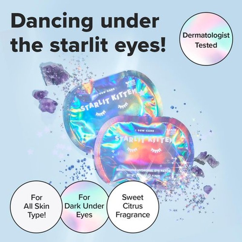 I DEW CARE Hydrogel Eye Patch - Starlit Kitten | Korean Under Eye Patches for dark circles and puffy eyes, Smooths Puffy Eyes, Eye wrinkle patches, Dermatologically Tested, (5 EA)
