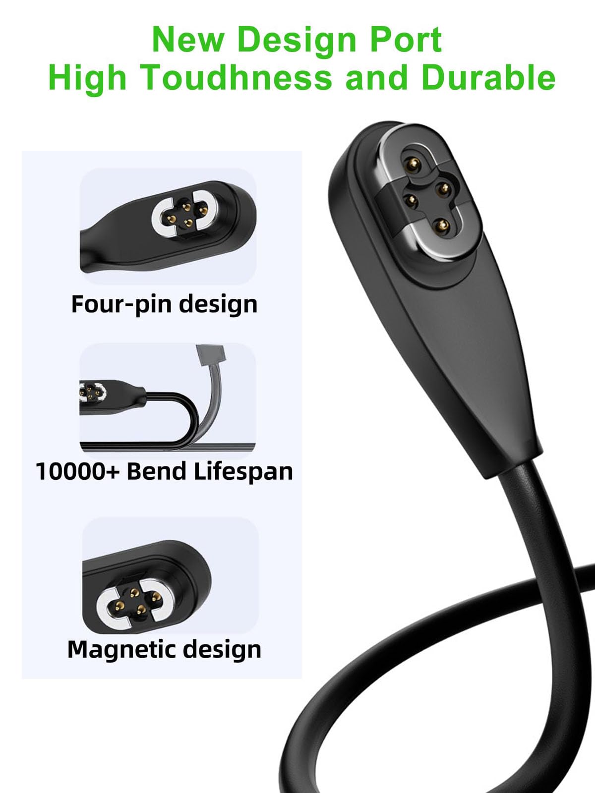 gudxfj USB C to Shokz S710 Cable Compatible with Shokz OpenSwim Pro S710 Bone Sound Conduction Headphones Charging Cable Type-c to 4Pin Magnetic Charger Cord Black 1 Pack 3.3ft