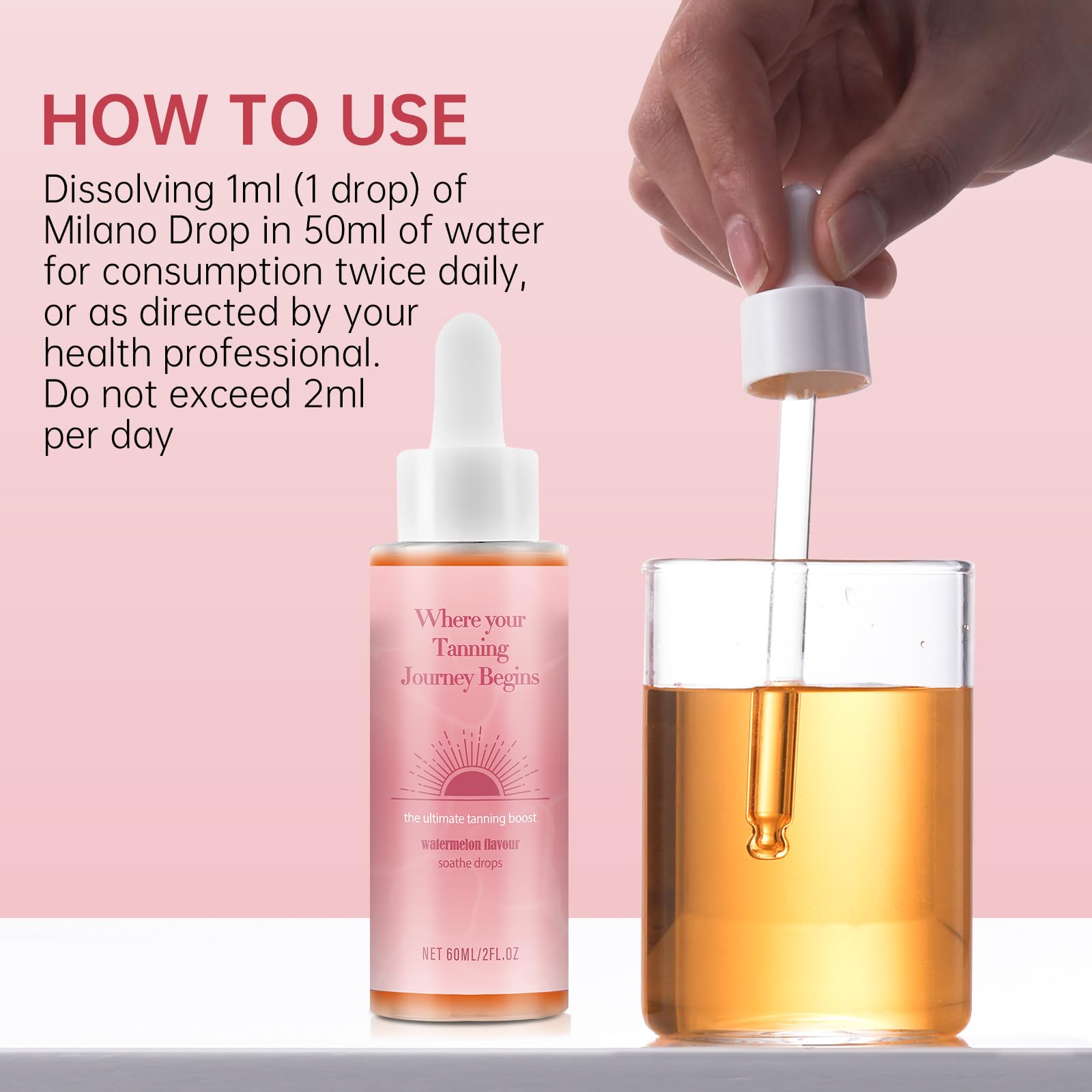 Sunless Tanning Drops to Drink, 2PCS Natural Sunless Tanning Drops for Face & Body, Enhancing Your Natural Skin Tone, Easy to Use for All Skin Types