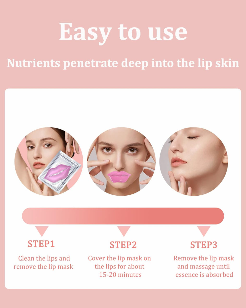 Bukamkom Collagen Lip Masks Bulk(20 Pieces/Box),Lips Mask Sheet to Reduce Dark Lips to Remove Dead Skin Moisture,Bulk Lip Masks Individually Wrapped
