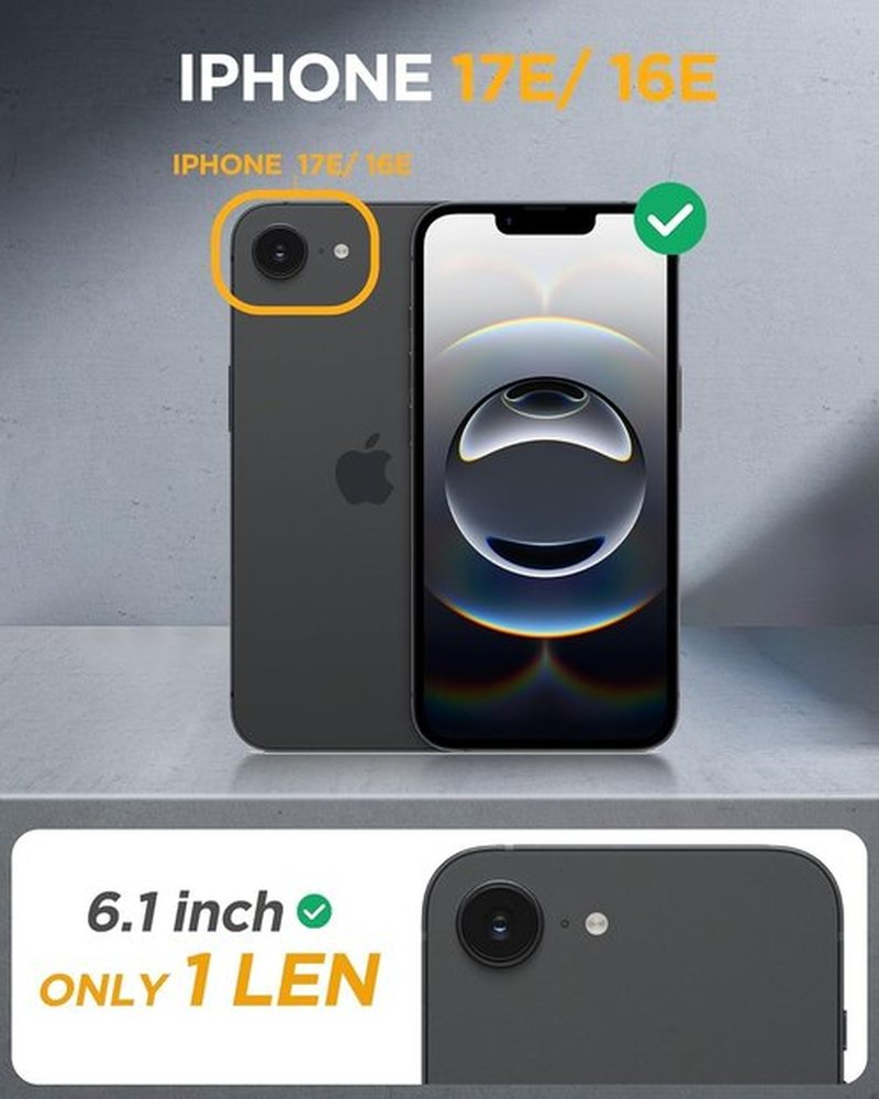 Miracase iPhone 17e & 16e Case - Full-Body Military Drop Proof Cover with Built-in Glass Protector | Black 6.1 Inch