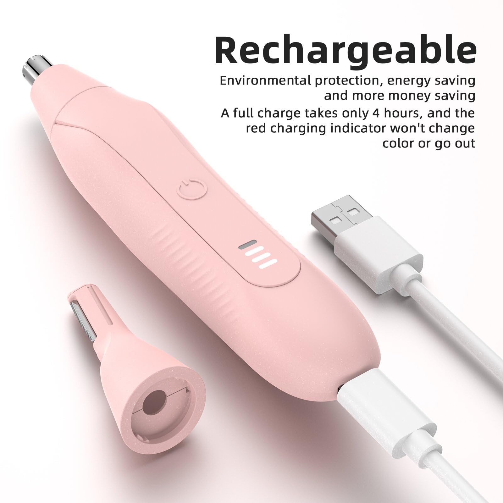 Setonia Ear and Nose Hair Trimmer for Men Women, Eyebrow and Facial Hair Trimmer with Powerful Motor and Dual-Edge Blades Rechargeable Painless 2 in 1 Metal Trimming Tool (White)