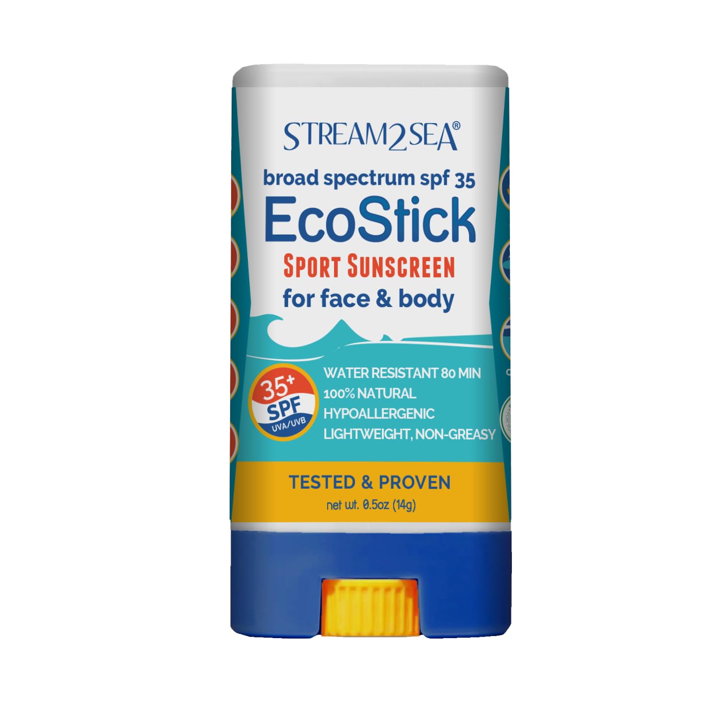 STREAM 2 SEA EcoStick SPF 35 Mineral Sunscreen Stick, Sweat Water Resistant Sunblock, USDA Approved Biodegradable Paraben Free Reef Safe Sunscreen Protection UVA UVB (EcoStick Tint) - 0.5 oz