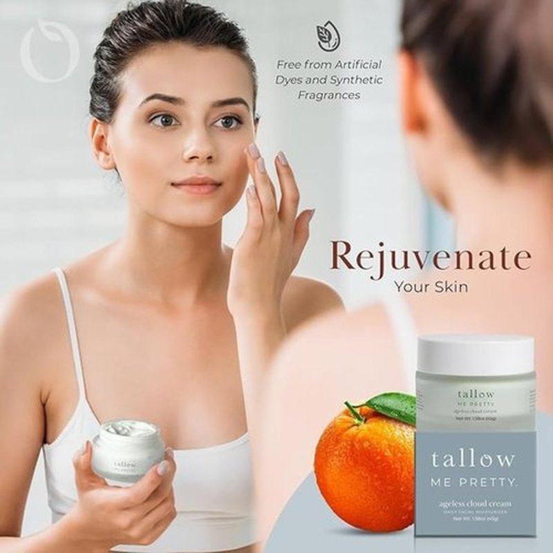 Tallow Me Pretty Ageless Cloud Cream, Powerful Nourishing Face Cream for Women, Improves Overall Texture & Boosts Skin Elasticity, Powered by Essential Fatty Acids, 1.58 Oz