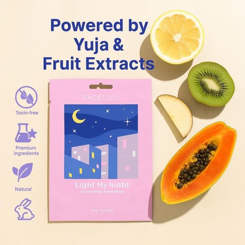 FACETORY K Beauty Face Mask for Men – ILLUMINATING Sheet Mask with Yuja Extract | Skin Care for Men | Brightens, Evens Tone & Fades Post-Acne Marks (5 Pack)