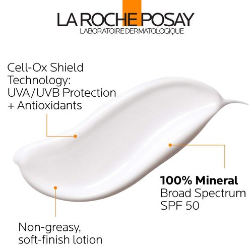 La Roche-Posay Anthelios Mineral Sunscreen SPF 50 - Gentle Lotion for Face & Body | Broad Spectrum Protection, Oil-Free