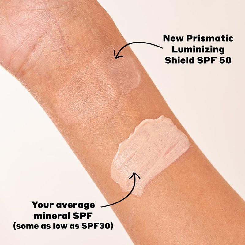 Volition Beauty Prismatic Luminizing Shield SPF 50 - Reef-Safe Mineral Face Sunscreen with Niacinamide & Hyaluronic Acid | Lightweight Moisturizer for Glowing Skin