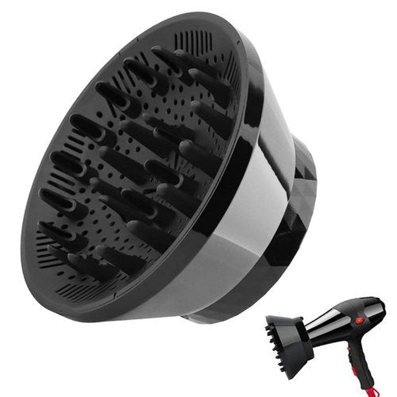 Skiennix Universal Hair Dryer Diffuser - Professional Attachment for Curly & Wavy Hair | Adjustable 1.4" to 3.2" - Black