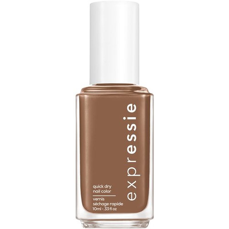 essie expressie Quick-Dry Vegan Nail Polish, Mid-Day Mocha, Cool Toned Soft Brown, 0.33 Ounce