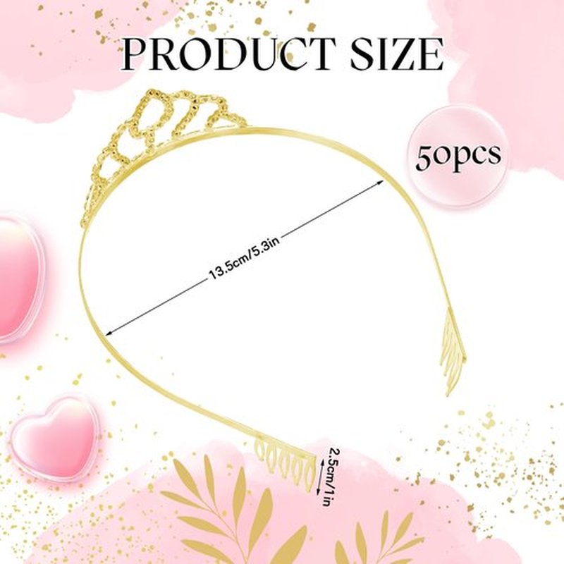 Riceshoot 50 Pcs Tiaras Crowns Bulk for Women Crystal Princess Tiara Queen Rhinestone Crown with Comb Bridal Wedding Headband for Women Prom Birthday Party Hair Accessory (Gold,Vibrant Style)