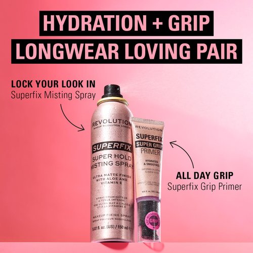 Revolution Beauty London, Superfix Grip Primer, Hydrating & Smoothing Face Primer for Makeup, Gel-Formula to Grip Look, Vegan & Cruelty-Free, 0.81 fl oz