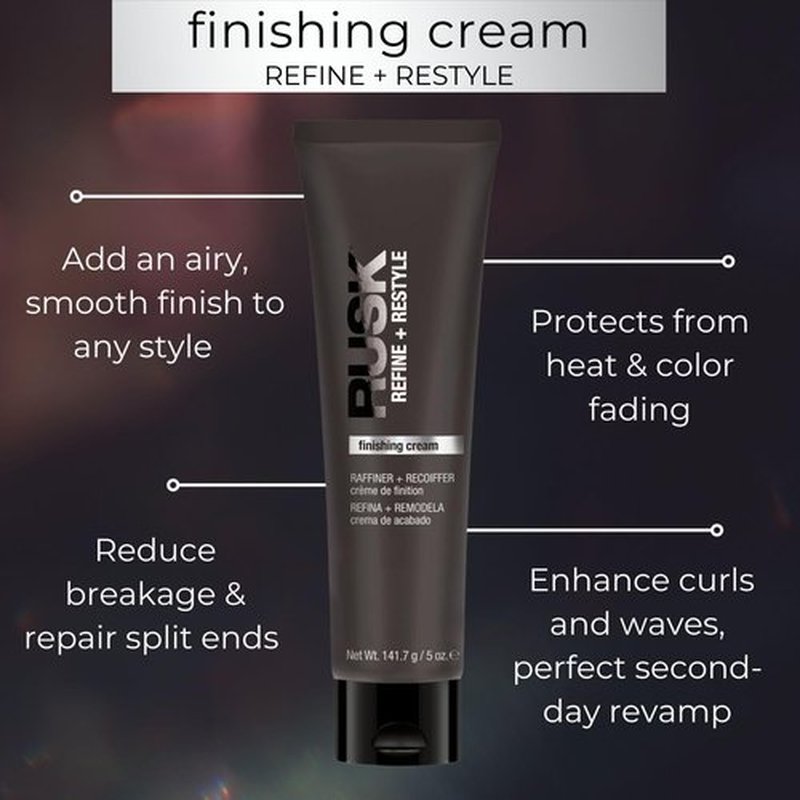 RUSK Finishing Cream - Refine & Restyle for Frizz-Free Hair | Enhances Natural Texture & Shine, 5 oz.