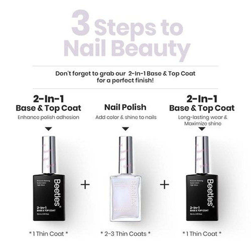 Beetles Nail Polish - Fast-Drying Jelly White Nail Concealer with Blue Glitter | 0.51 FL OZ