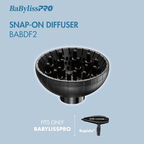 BaBylissPRO Snap-On Diffuser Attachment - Perfect for Rapido & Brava Hair Dryers | Model BABDF2