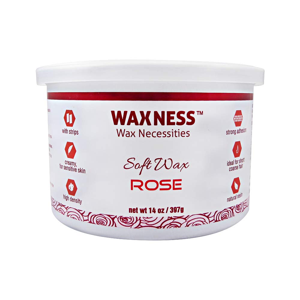 Waxness Creamy Soft Wax Tin Rose 14 oz (400 g) – Professional Strip Wax with Creamy Formula for Face & Body, Ideal for Coarse Hair – Made in Italy