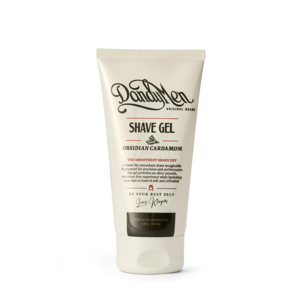 DandyMen Clear Shaving Gel for Men – Precision Edge with Pro-Vitamin B5 – Non-Foaming & Hydrating for Sensitive Skin – Obsidian Cardamom, 5 oz