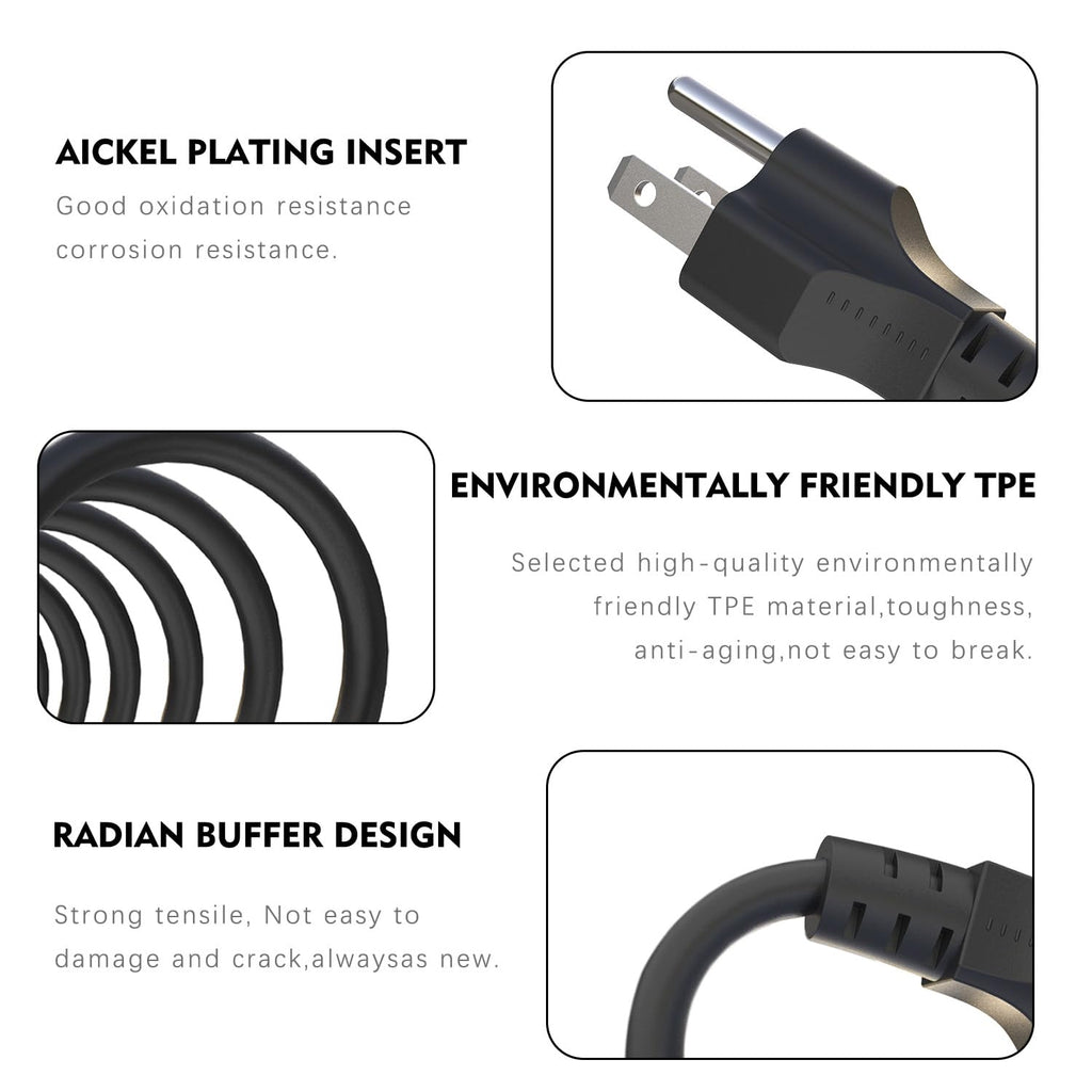 10 Ft AC Power Cord Compatible with Horizon Fitness Treadmills Ellipticals, Universal 3 Prong Power Cable Charger Replacement