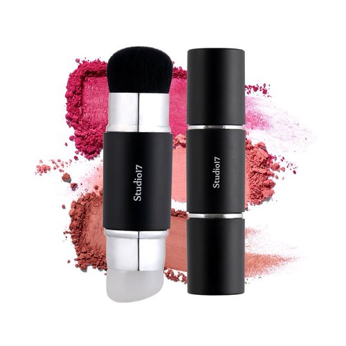 STUDIO17 Dual Ended Silicone Tip Blush Brush - Skin-Friendly Makeup Tool for Contouring & Blush Application