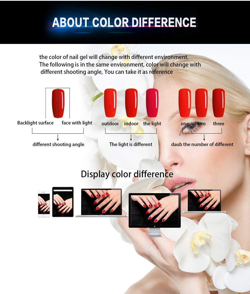 Vishine Red Colors Collection Gel Polish Set- Pack of 6 Colors Shine Finish and Long Lasting, Soak Off UV LED Gel 8ml/Pcs Gift Set