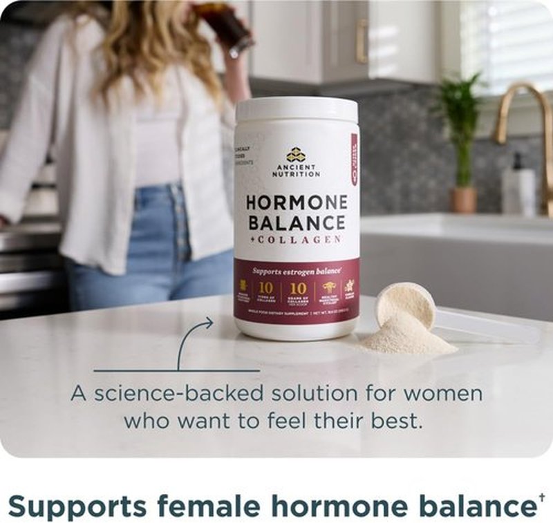 Ancient Nutrition Hormone Balance Collagen Powder - Hydrolyzed Peptides for Energy & Hormone Support | Vanilla, 25 Servings