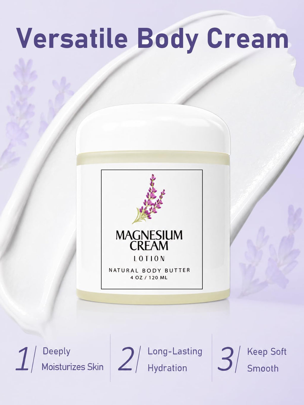 HUSPUR Magnesium Cream, Magnesium Lotion with Arnica, Soothing Relaxation with Natural Magnesium Ingredients Hydrating & Nourishing for Joints, Apply to Before Bed, 3 Packs