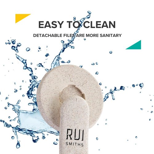 Rui Smiths CarbonConscious Pedicure Grooming Set for Smooth Skin and Soles | Includes Interchangeable Foot File, Pumice and Cleaning Brush Attachments | Made with Wheat Straw Bioplastic