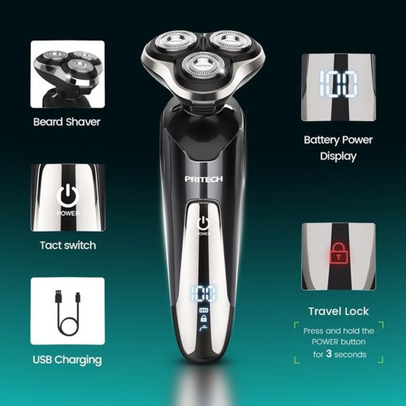 Skiennix Electric Razor for Men - Rechargeable Waterproof Wet/Dry Cordless Shaver