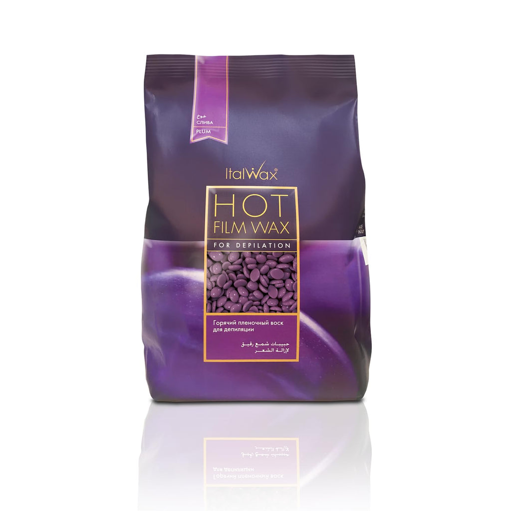 Italwax Classic Line Plum Hard Wax Beads 1.1 lb (500 g) – Long Setting Stripless Wax for Beginners & Controlled Application – Made in Italy