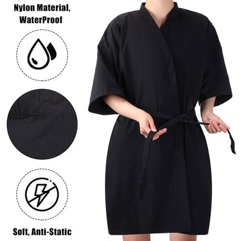 Pasimy 10 Pieces Salon Client Gown Hair Salon Smocks Capes Haircut Cape Salon Robes for Client Barber Apron Cover for Stylist(No Pocket Black)
