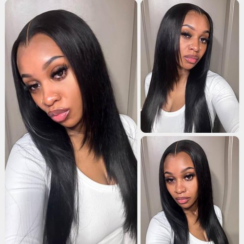 Ali Pearl Straight Wigs Human Hair Pre Cut 8x6 HD Straight Lace Front Wigs Ready To Wear Glueless Wigs Human Hair With Drawstring Pre Plucked M Hairline Wigs For Black Woman 14 Inch