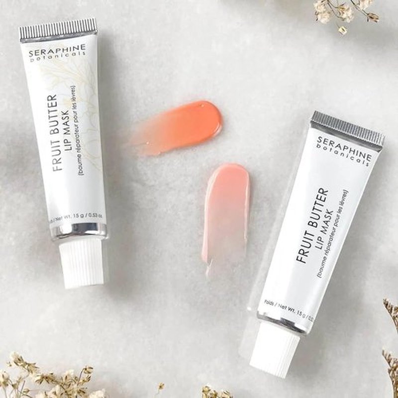 Seraphine Botanicals Lip Mask - Restorative Overnight Gel Balm for Dry Lips | Instant Hydration & Softness, 0.51oz