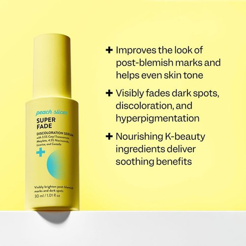 Peach Slices - Super Fade Discoloration Serum for Face (1.01 oz) - Dark Spots, Hyperpigmentation, Uneven Skin - Niacinamide Serum - Tranexamic Acid - Vegan & Cruelty Free - Korean Skin Care & Beauty
