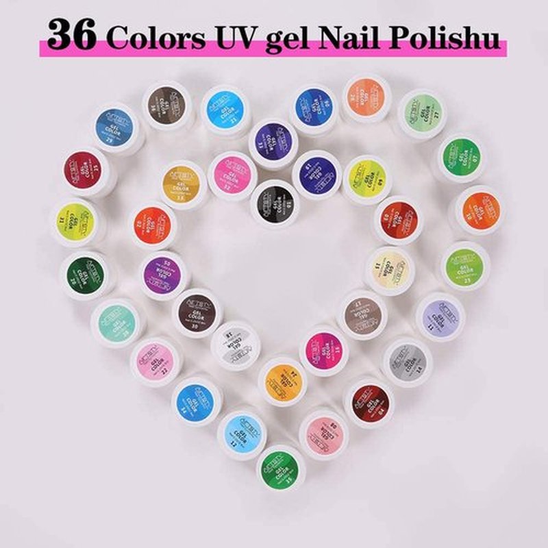 36 Colors Nail Art Gel Paint Kit, 38PCS Polish Set With Brush for DIY Design At Home, Solid Polish for DIY, Nails Kits Gift for Women
